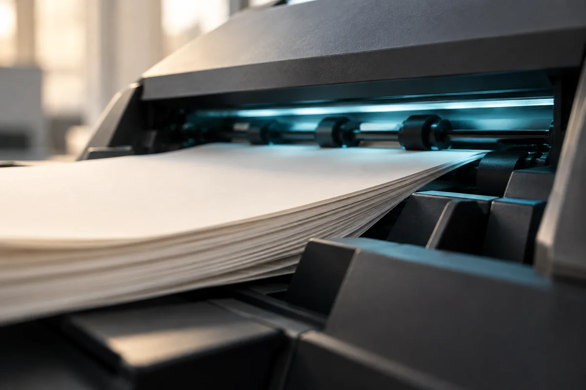 Documenten worden ingevoerd in een scanner